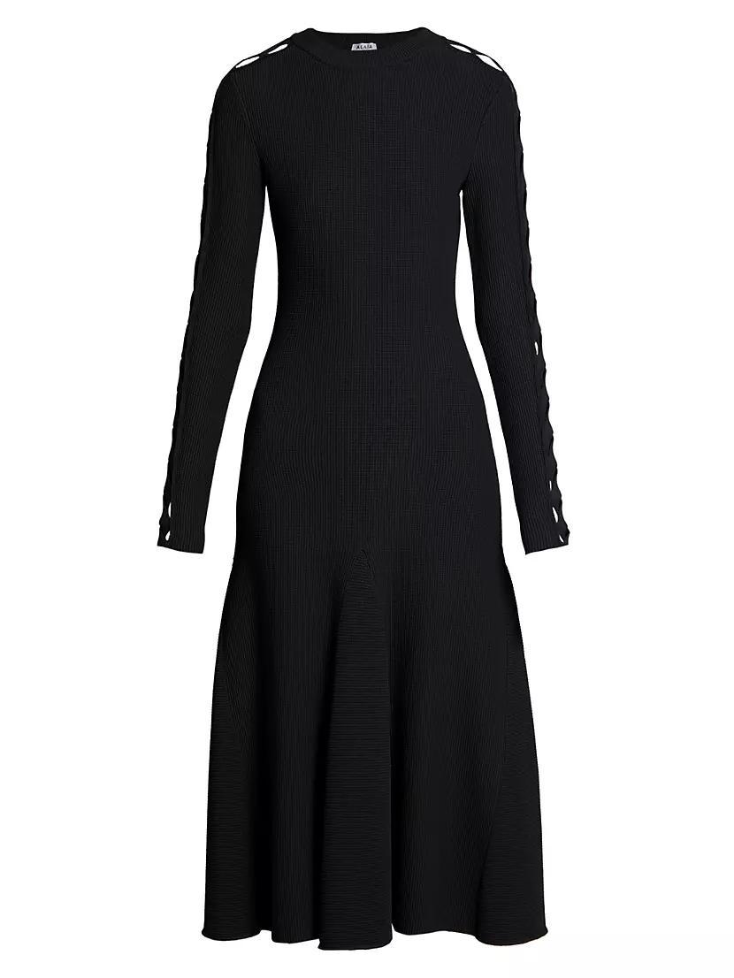 Ribbed Lace-Up Midi-Dress product image