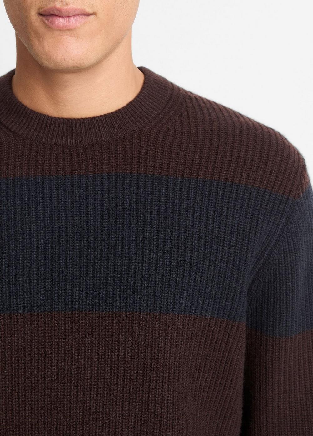 Striped Shaker-Stitch Wool-Cashmere Sweater Product Image