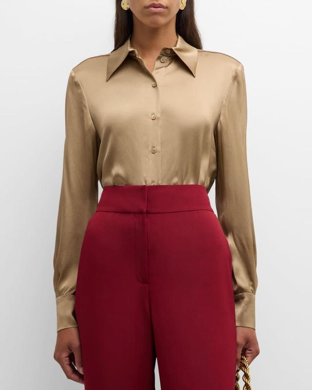 Satin Button-Down Blouse Product Image