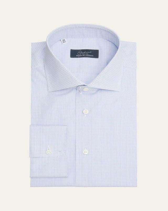 Mens Cotton Mini Check Dress Shirt Product Image