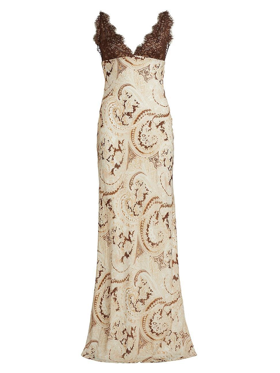 Womens Susanna Paisley Silk Lace Maxi Dress Product Image