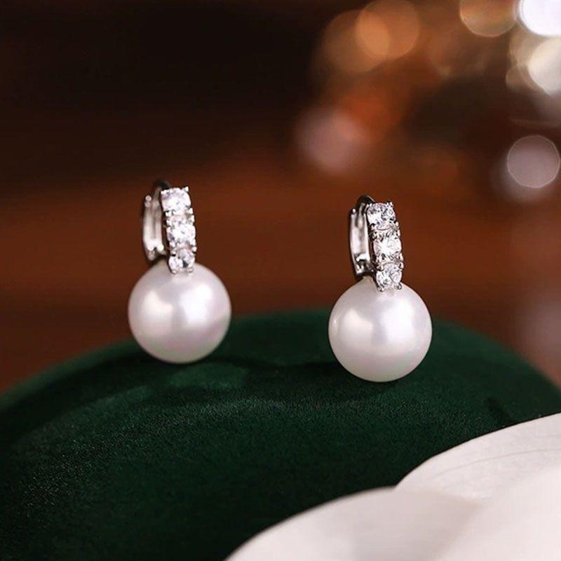 925 Sterling Silver Faux Pearl Drop Earring Product Image