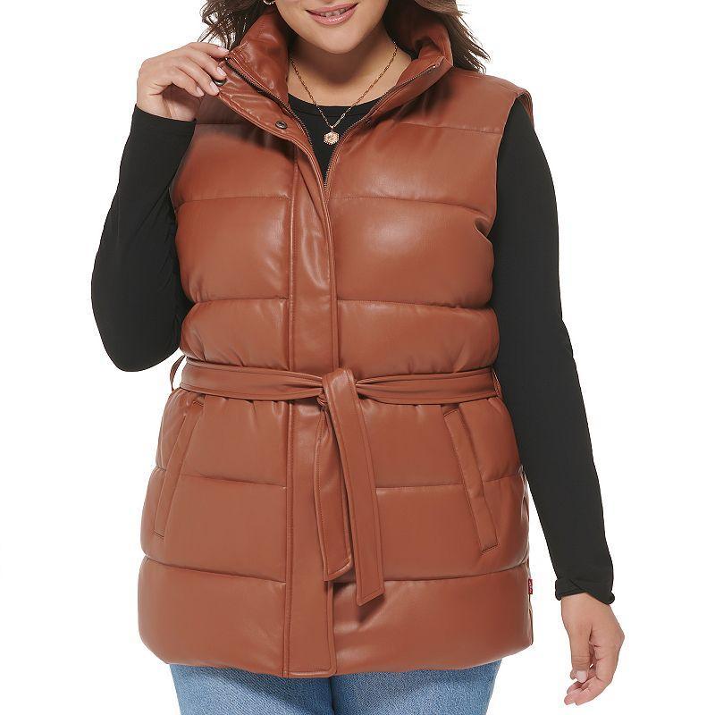 Levis Trendy Plus Size Faux-Leather Puffer Vest Product Image