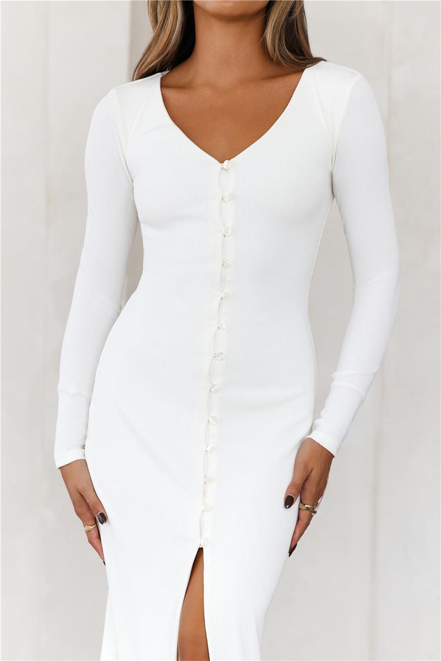 HELLO MOLLY Your Style Guide Long Sleeve Maxi Dress White Product Image