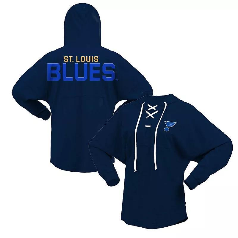 Womens Fanatics Branded St. Louis Blues Jersey Lace-Up V-Neck Long Sleeve Hoodie T-Shirt product image