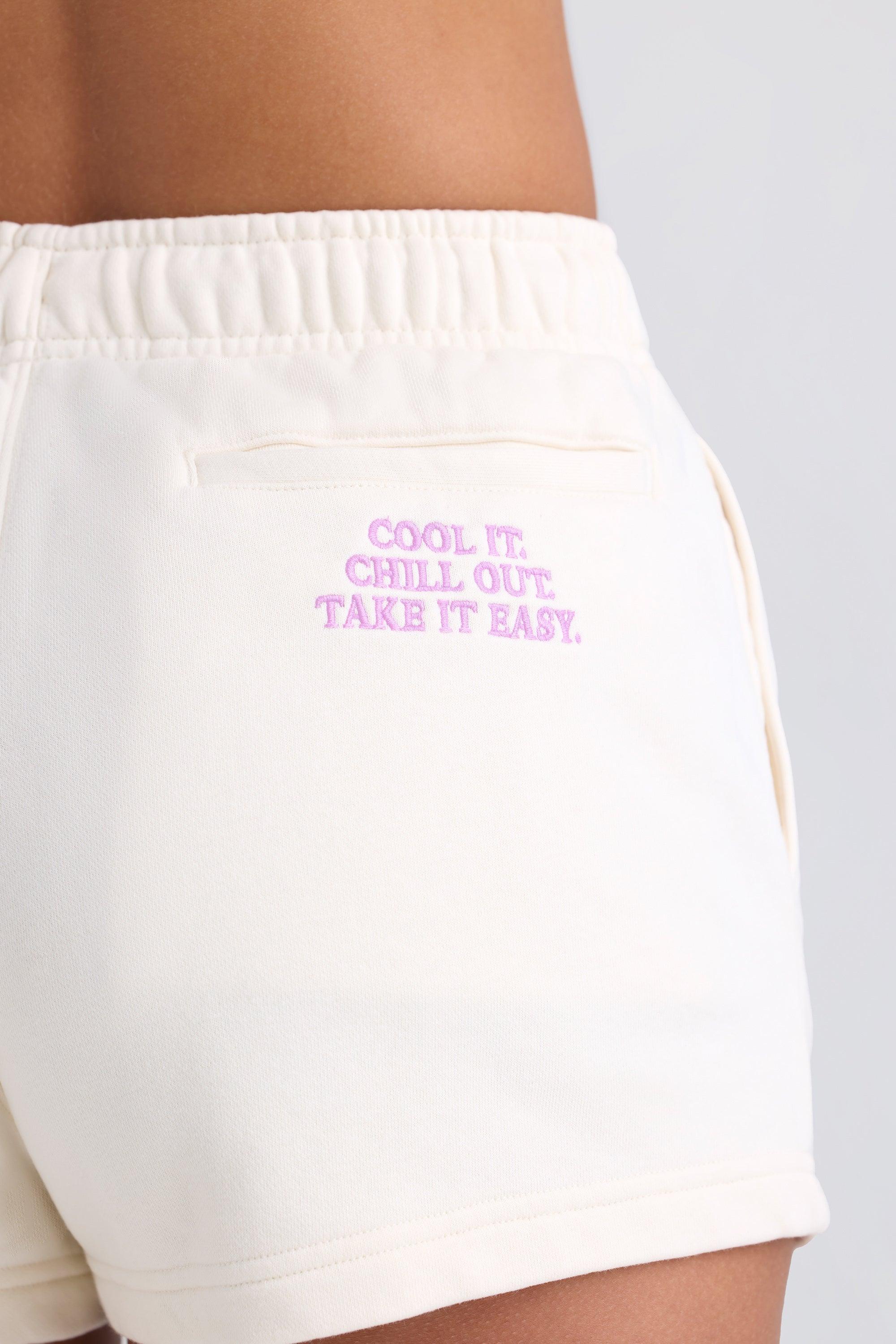 Mid-Rise Sweat Shorts in Eggshell Product Image