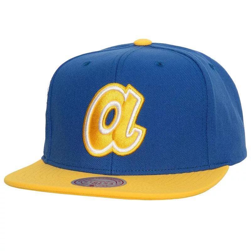 Mens Mitchell & Ness Royal/Gold Atlanta Braves Hometown Snapback Hat Product Image