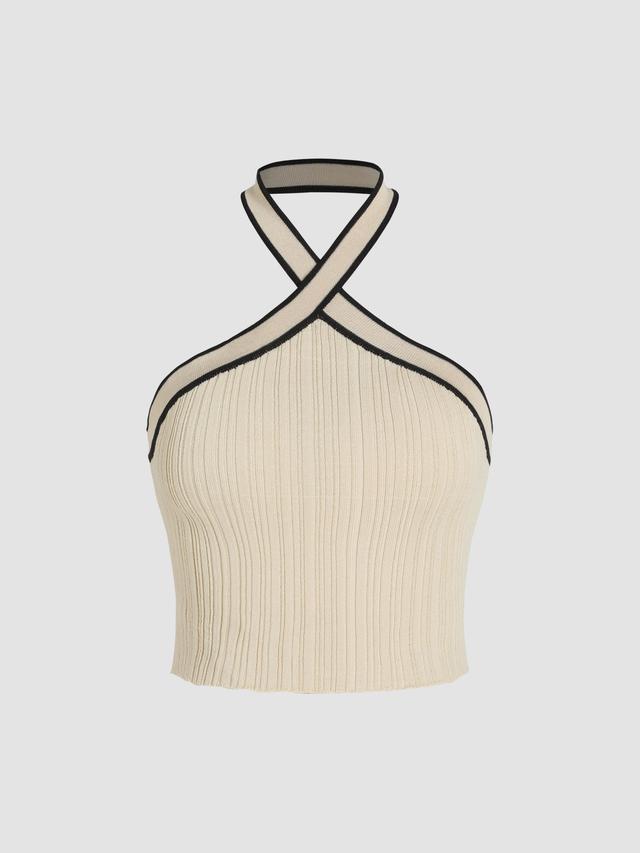 Contrasting Halter Crop Top Product Image