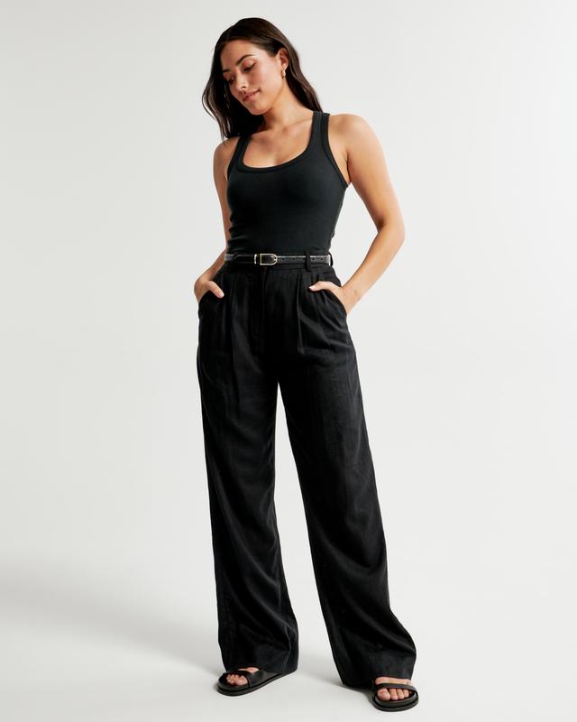 Curve Love A&F Sloane Tailored Linen-Blend Pant Product Image