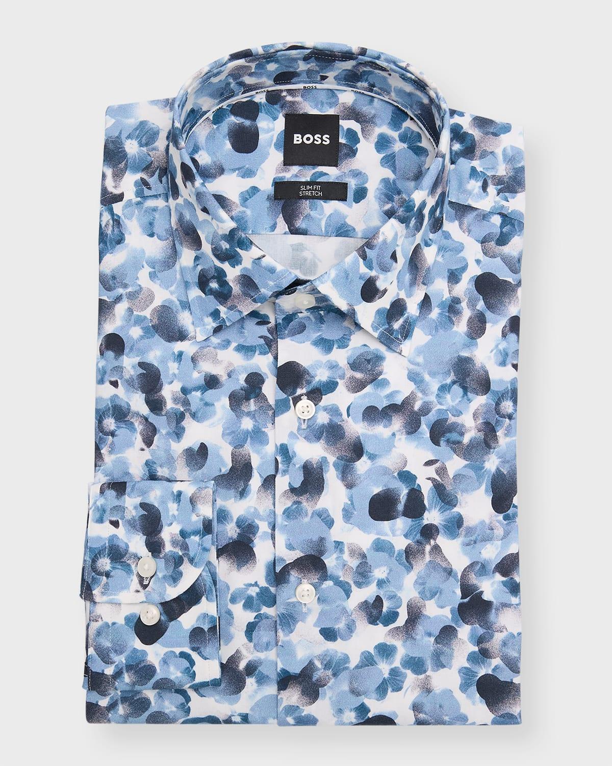 Mens Slim-Fit Stretch Floral-Print Dress Shirt Product Image