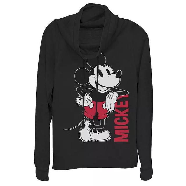 Disneys Mickey Mouse Juniors Vintage Cowlneck Graphic Lightweight Long Sleeve, Girls Product Image