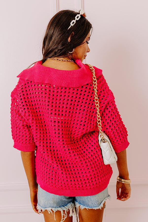 Beachside Bliss Knit Top In Hot Pink Product Image