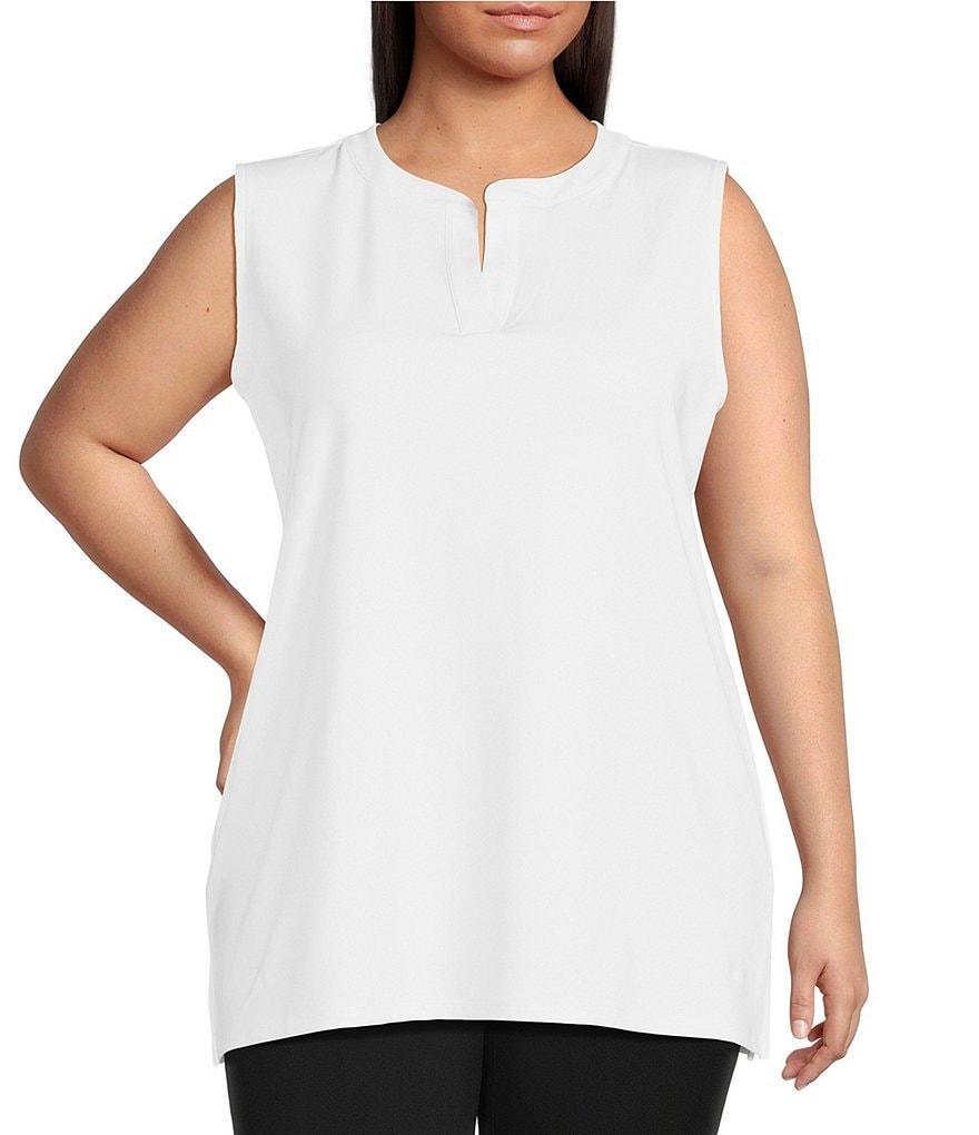 Anne Klein Plus Size Split V-Neck Sleeveless Top Product Image