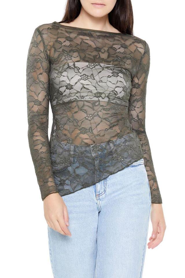 Asymmetrical Sheer Lace Top | Forever 21 Product Image