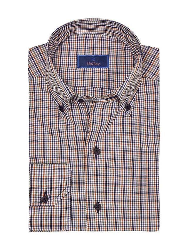 David Donahue Check Supima Cotton Poplin Button-Down Shirt Product Image