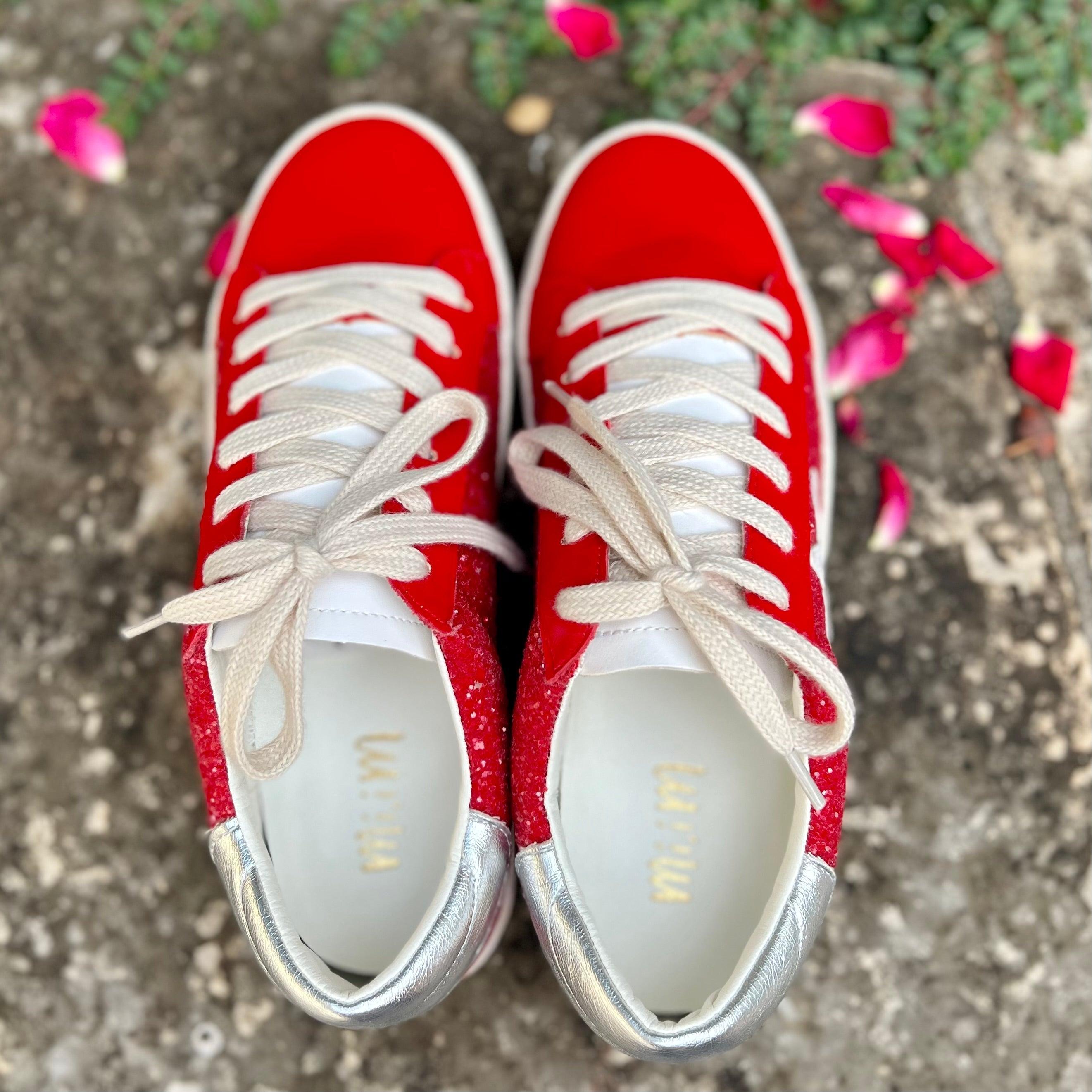 Red Glazed Star Sneakers Product Image