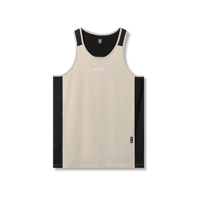 0809. Supima® Mesh Panel Training Singlet  - Sand Smoke Product Image