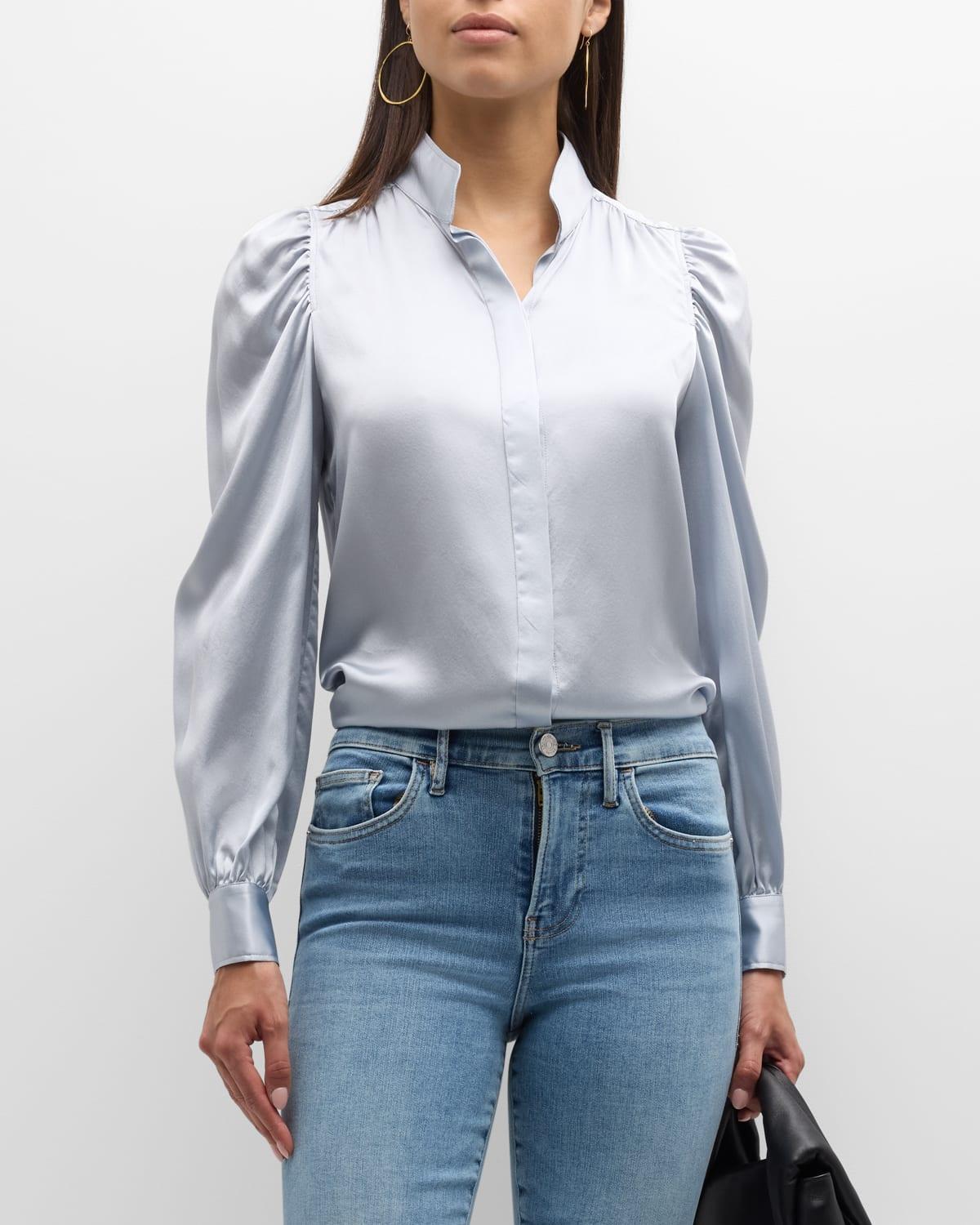 Womens Gillian Silk Puff-Sleeve Blouse Product Image