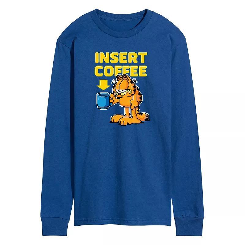 Mens Garfield Coffee Long Sleeve Graphic Tee Product Image