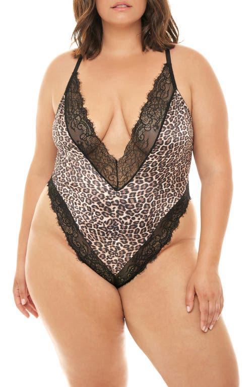 Oh La La Cheri Jolene Leopard Print Lace Trim Satin Teddy Product Image