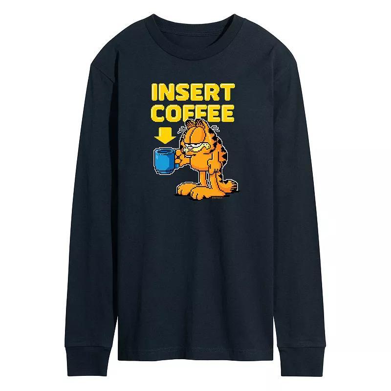 Mens Garfield Coffee Long Sleeve Graphic Tee Product Image