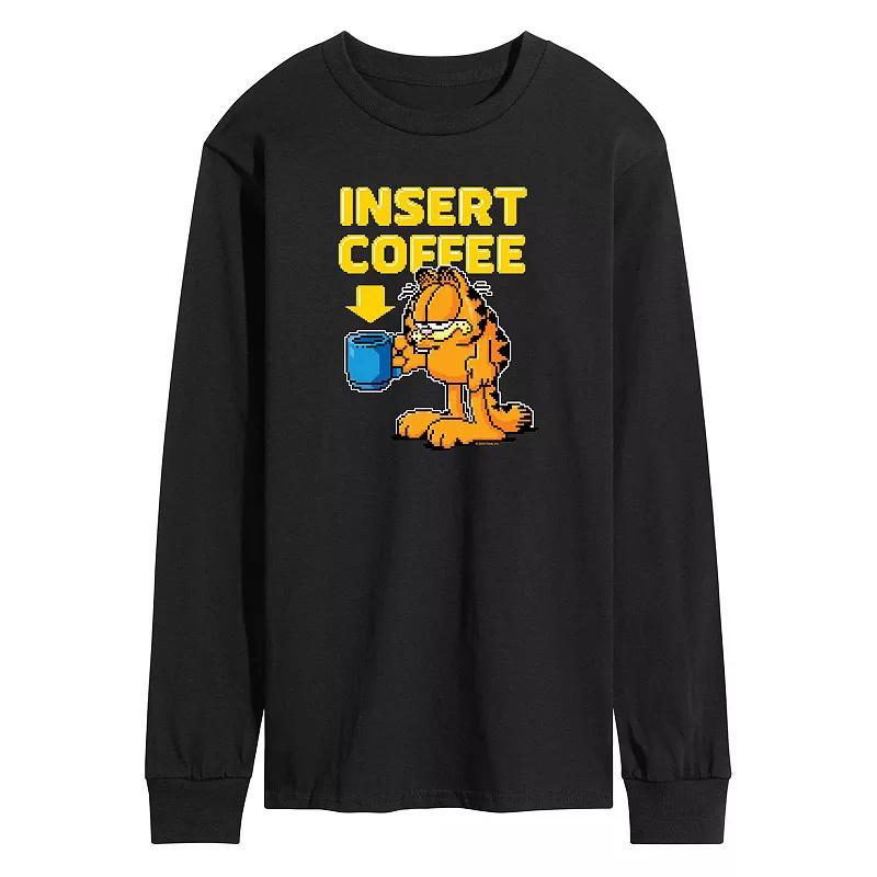 Mens Garfield Coffee Long Sleeve Graphic Tee Product Image