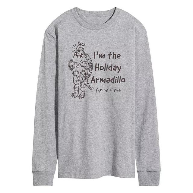 Mens Friends Holiday Armadillo Long Sleeve Graphic Tee Grey Gray Product Image