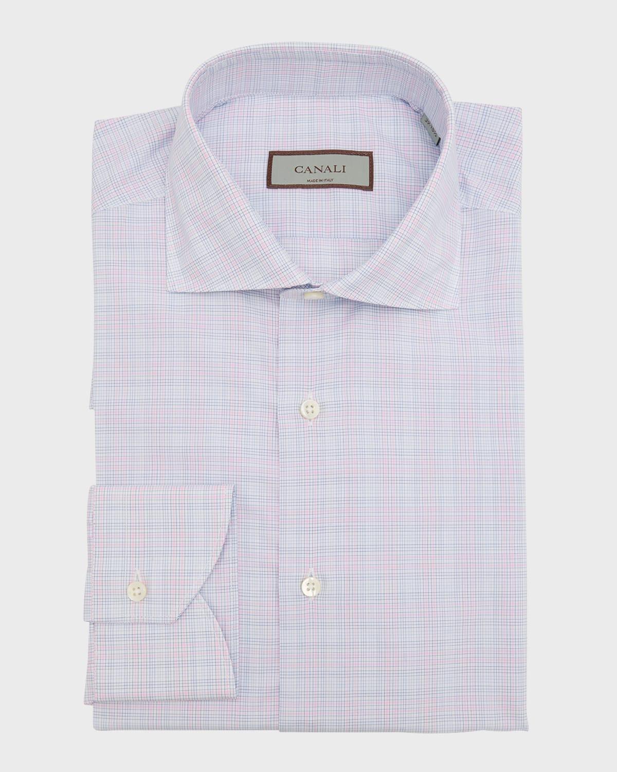 Mens Cotton Graph Check Dress Shirt Product Image