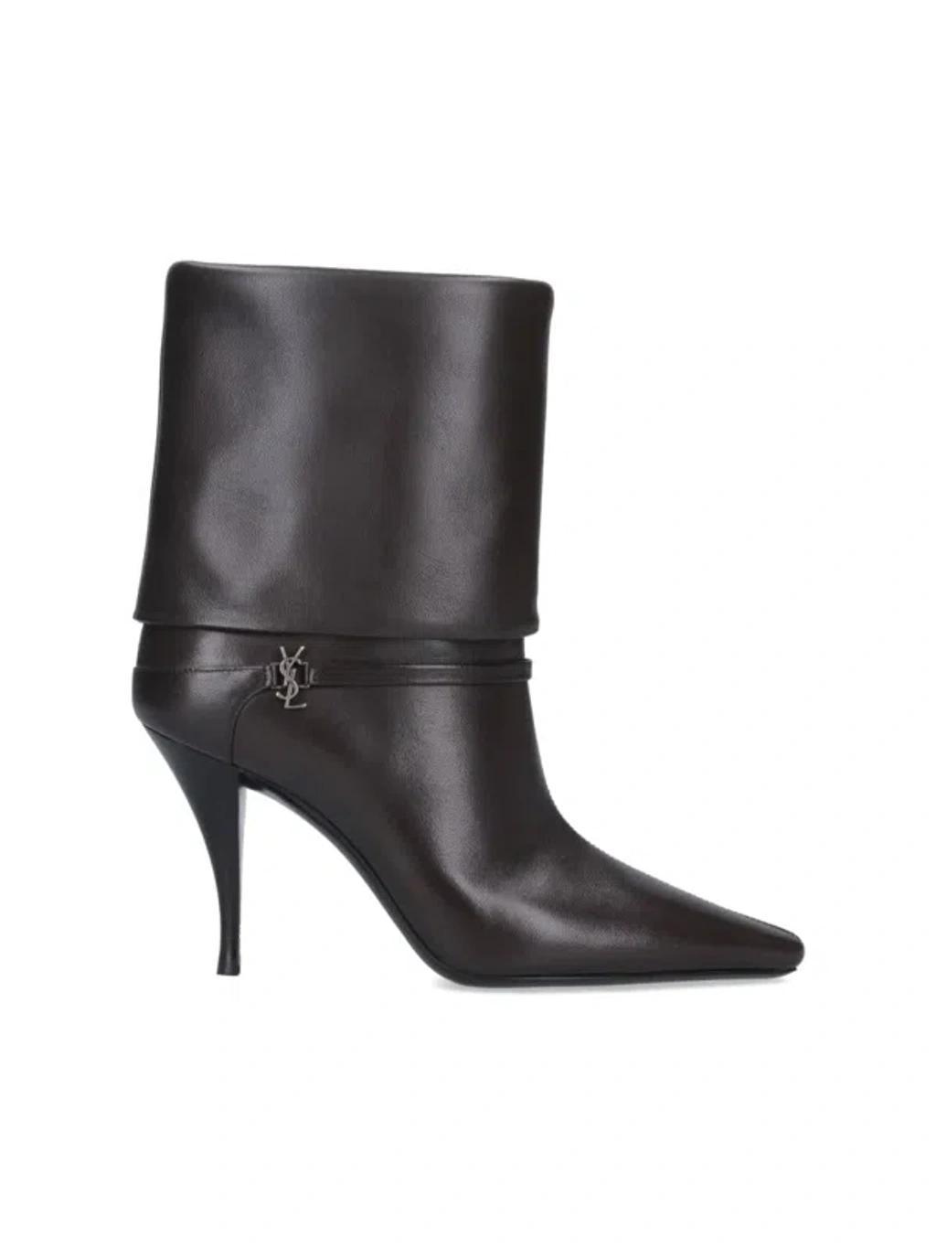 SAINT LAURENT 85mm Folded Boots In Brown Product Image