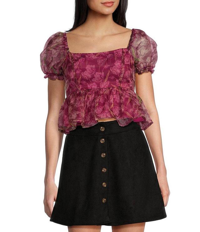 Coco + Jaimeson Short Sleeve Floral Puff Woven Top Product Image