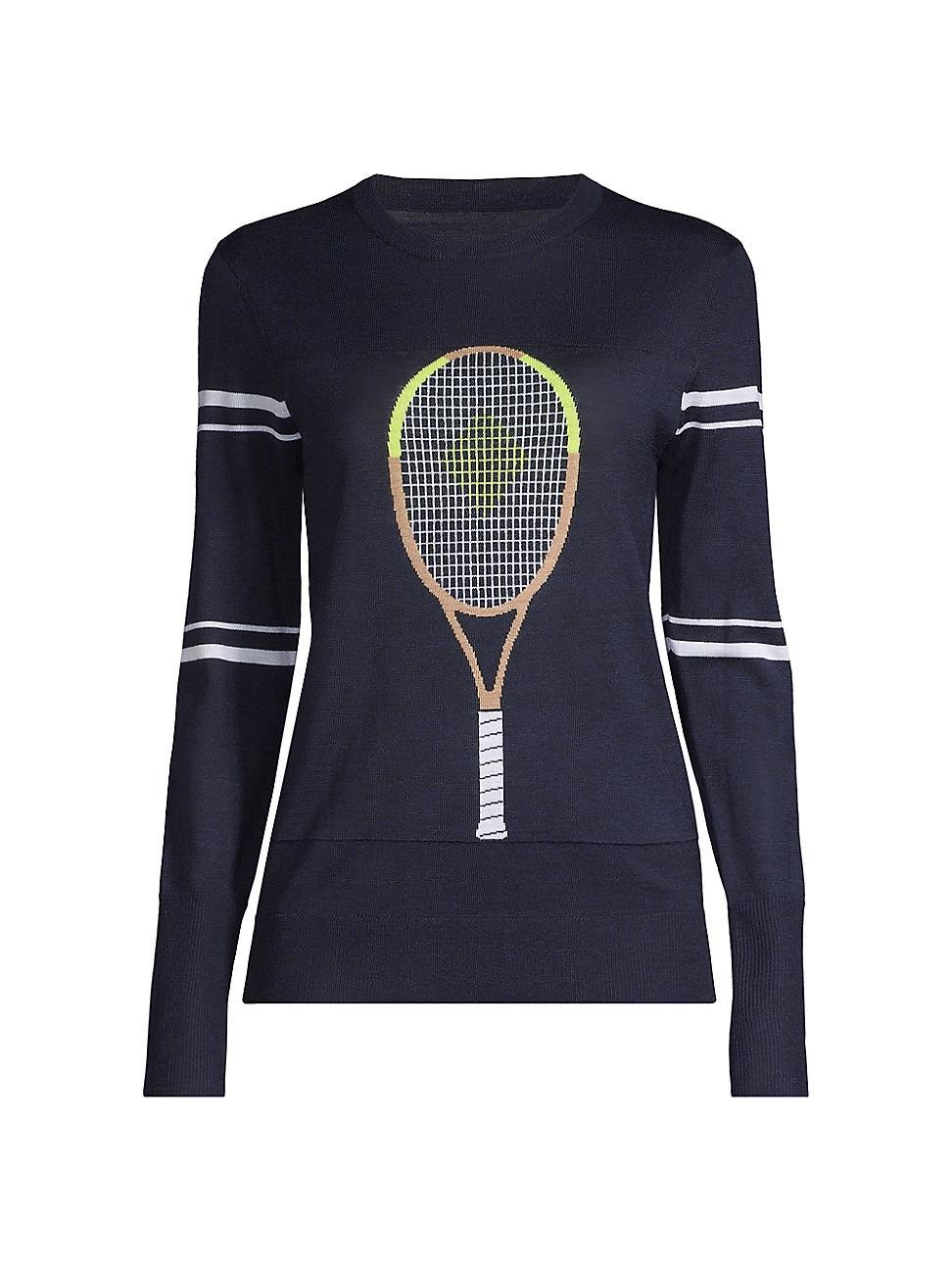 Womens Racquet Wool Intarsia Knit Sweater Product Image