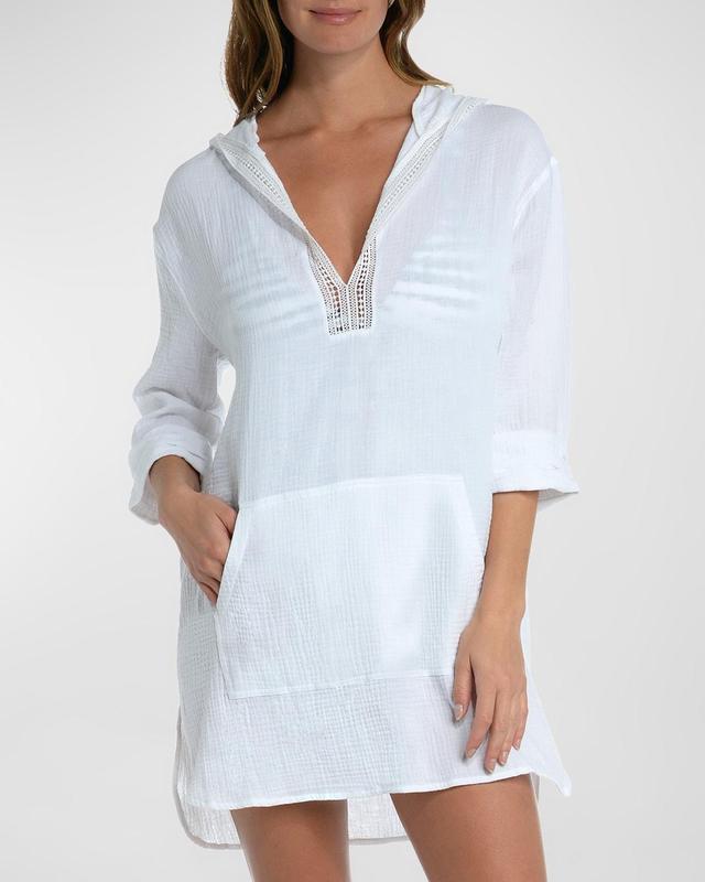 La Blanca Seaside Covers Cotton Gauze Hooded Tunic Swim Cover Up Product Image