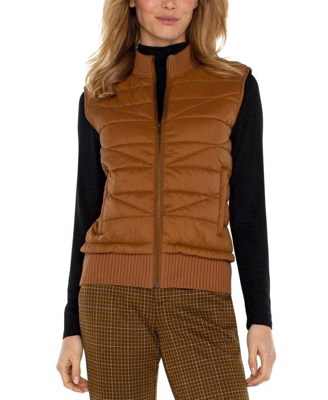 Liverpool Los Angeles Womens Quilted Zip-Front Sweater Vest Product Image