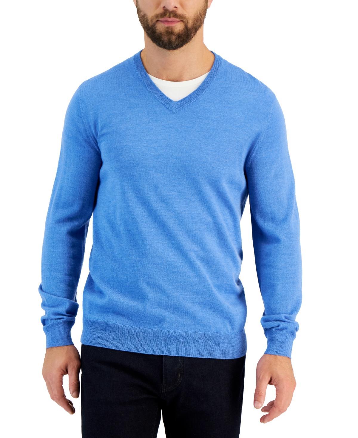 Club Room Mens Solid V-Neck Merino Wool Blend Sweater, Created for Macys Product Image