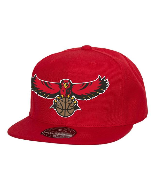 Mens Mitchell & Ness Red Atlanta Hawks Hardwood Classics Mvp Team Ground 2.0 Fitted Hat Product Image