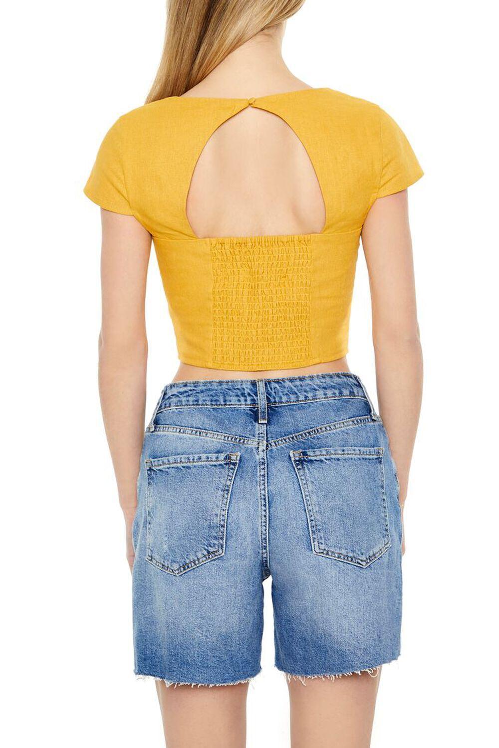 Linen-Blend Cutout Crop Top | Forever 21 Product Image