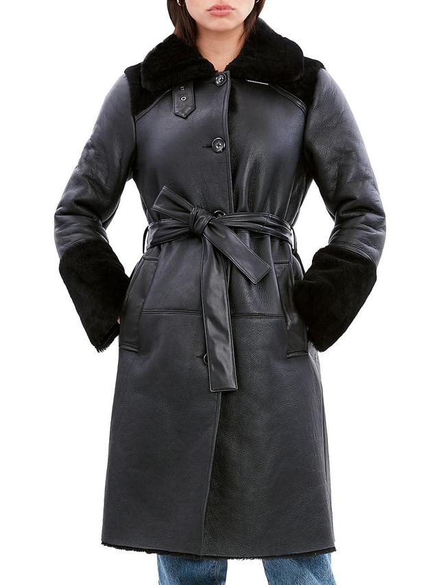 Womens Astrid Shearling & Leather Trim Coat Product Image
