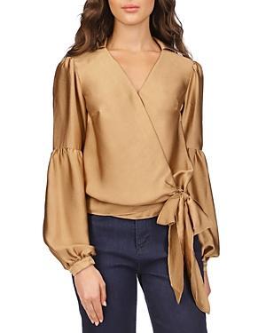 Womens Hammered Satin Surplice Top Product Image