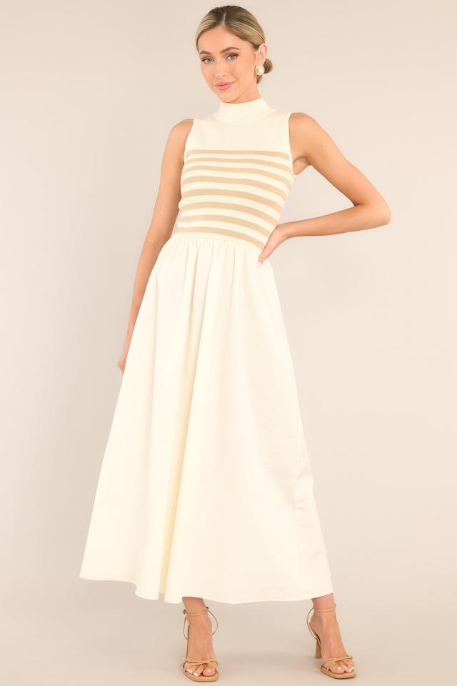 Timeless Treasures Tan & White Sleeveless Striped Maxi Dress Product Image