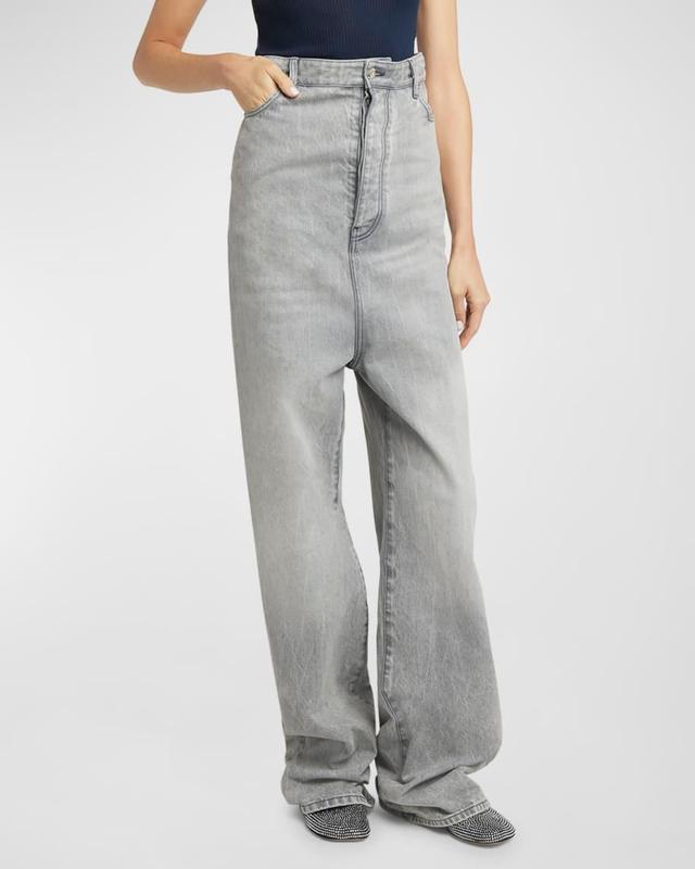 High-Rise Drop-Crotch Relaxed Straight-Leg Jeans Product Image