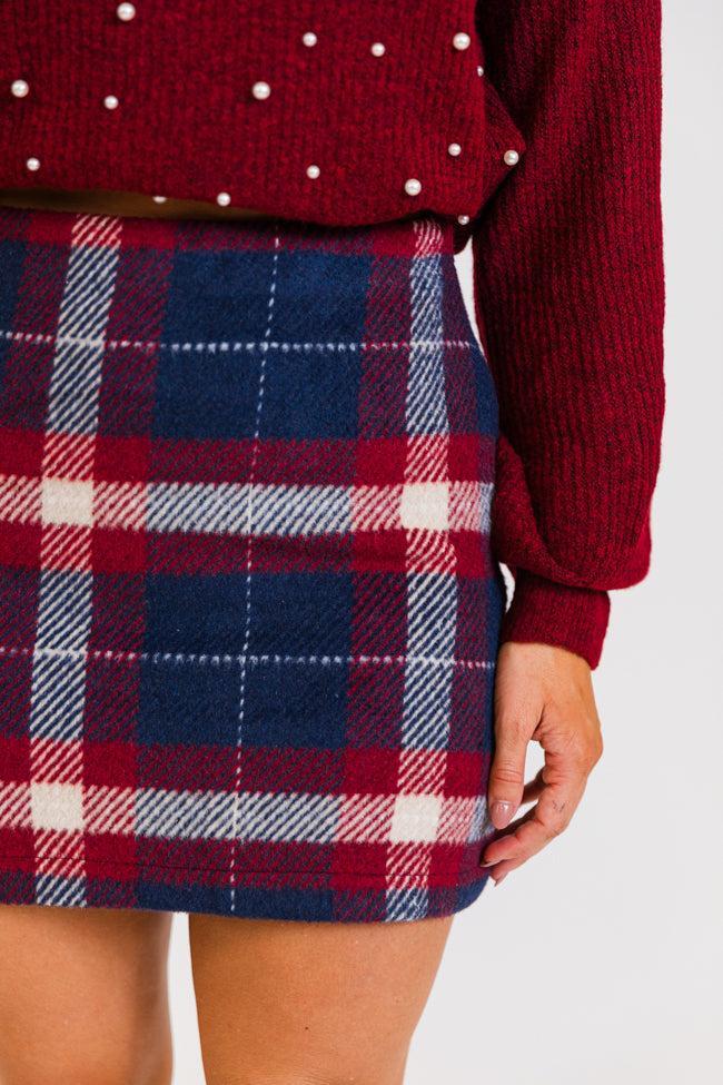 Plaid To Meet You Navy Skirt FINAL SALE Product Image