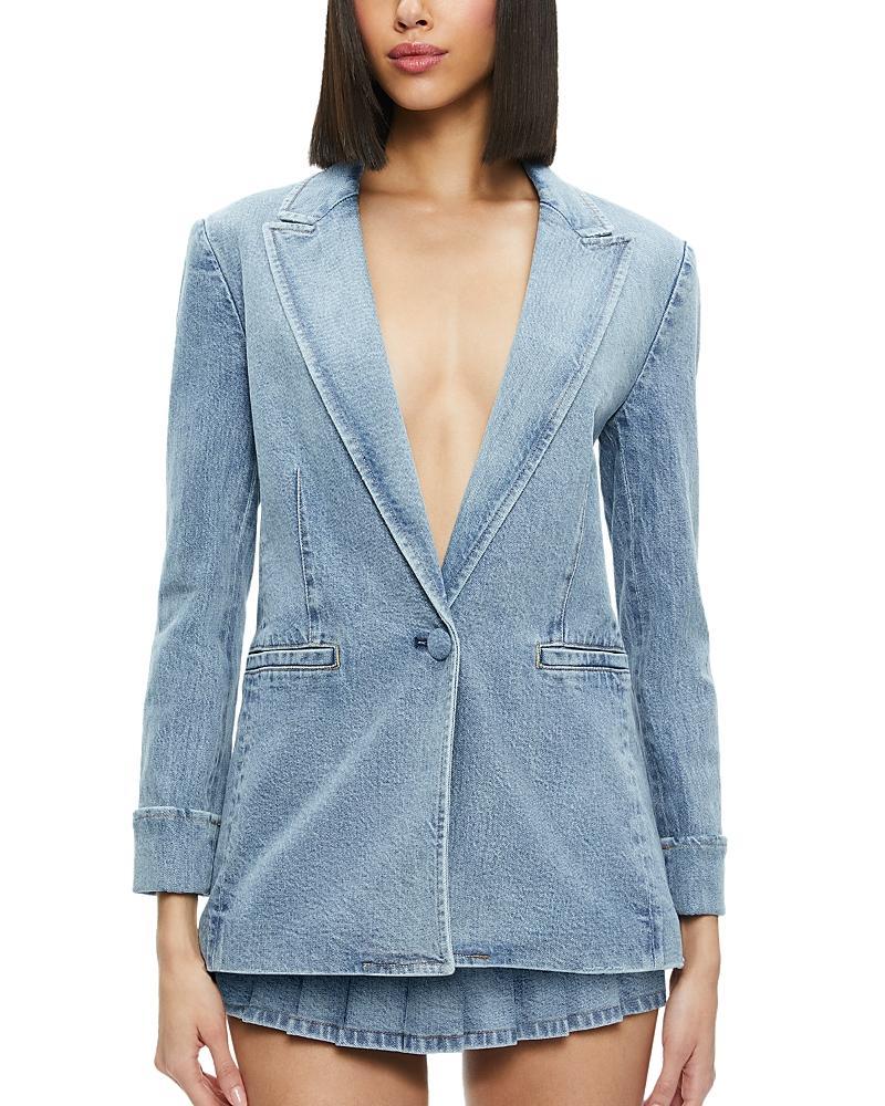 Alice + Olivia Justine Roll Cuff Denim Blazer Product Image