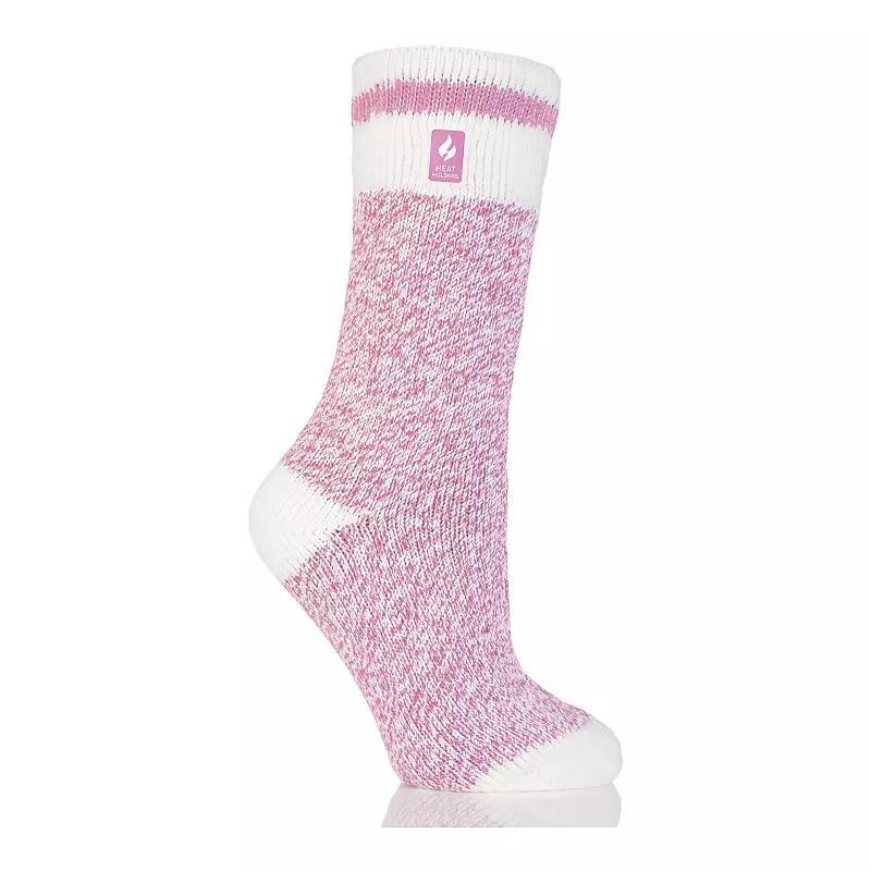 Womens Heat Holders Snowdrop Cream Block Twist Crew Socks Product Image