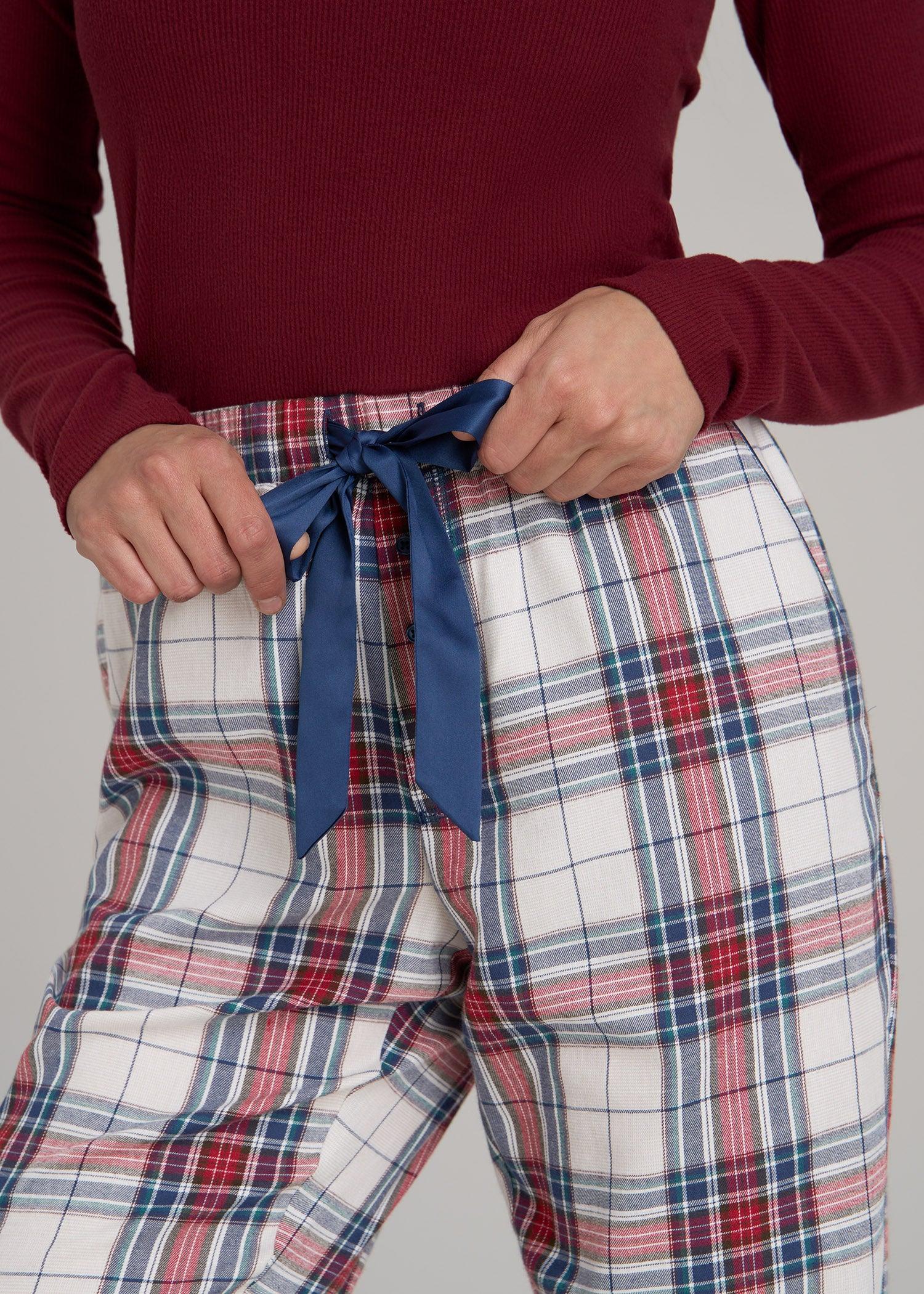 Open-Bottom Flannel Women's Tall Pajama Pants in Mixed Tartan Product Image