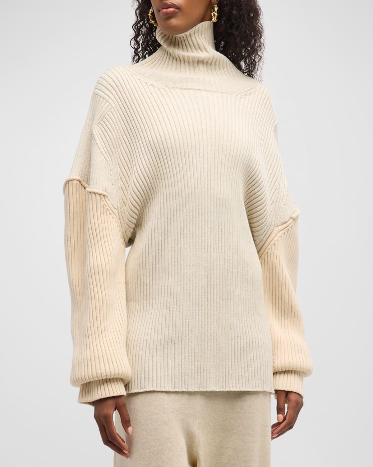 The Row Dua Cotton & Cashmere Rib Turtleneck Sweater Product Image