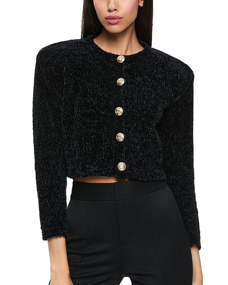 ALICE AND OLIVIA Breanna Chunky Knit Cardigan In Black Product Image