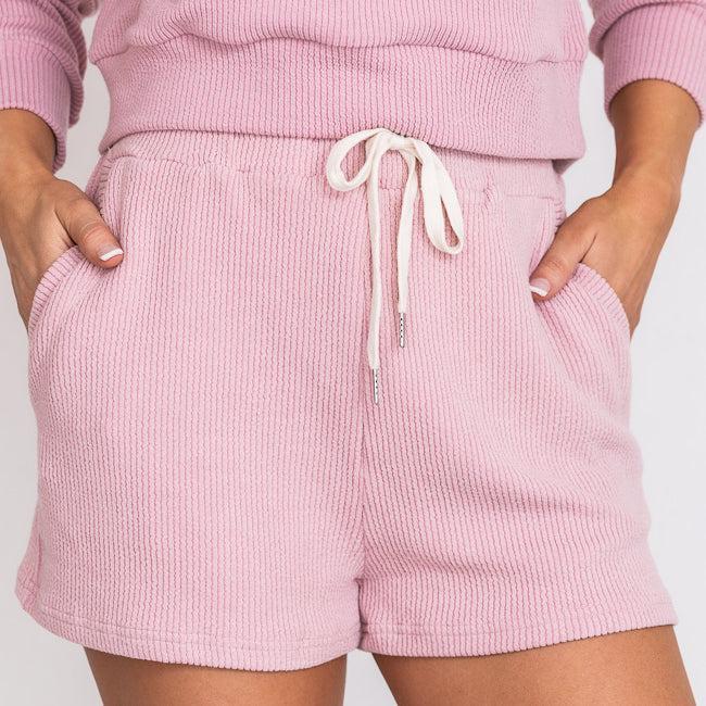 Why Not Mauve Cord Lounge Shorts FINAL SALE Product Image