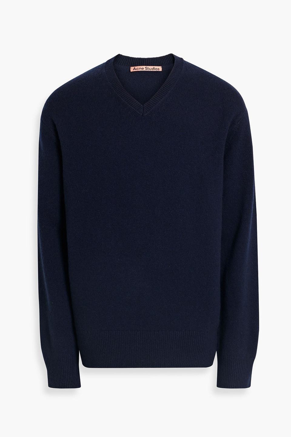 Wool And Cashmere-blend Sweater In Navy Product Image