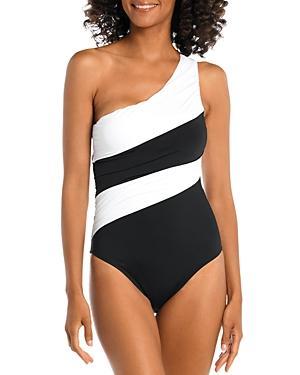 La Blanca Shirred Colorblocked One Piece Swimsuit Product Image