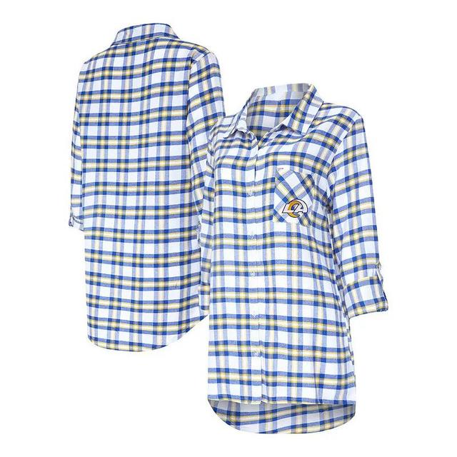 Womens Concepts Sport Royal Los Angeles Rams Sienna Plaid Full-Button Long Sleeve Nightshirt Product Image